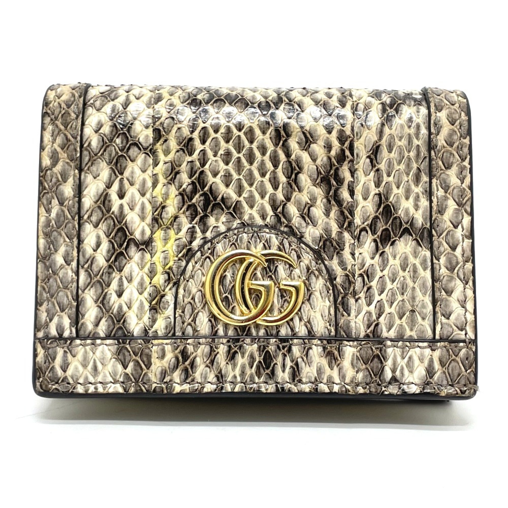 Gucci 523155 GG Marmont Offidia Card Case Folded wallet Gray x White