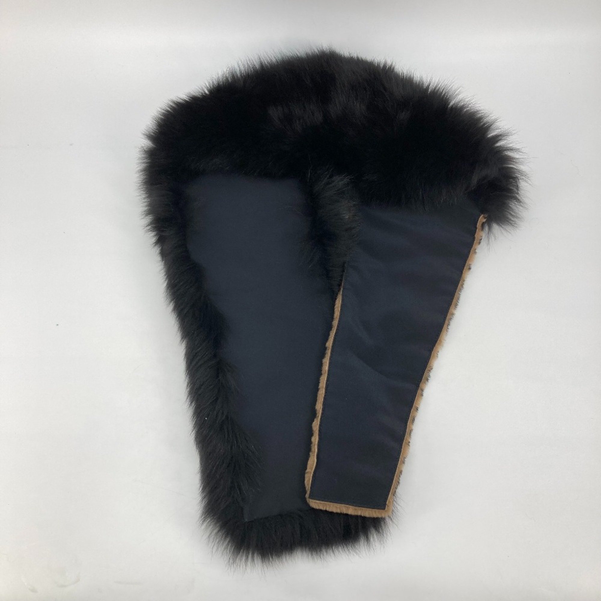 Fendi FNG496 Fur fur Scarf Black Brown