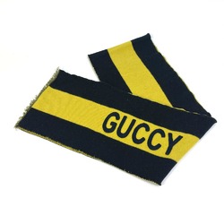 Gucci fringe bicolor stripes Scarf Black x Yellow