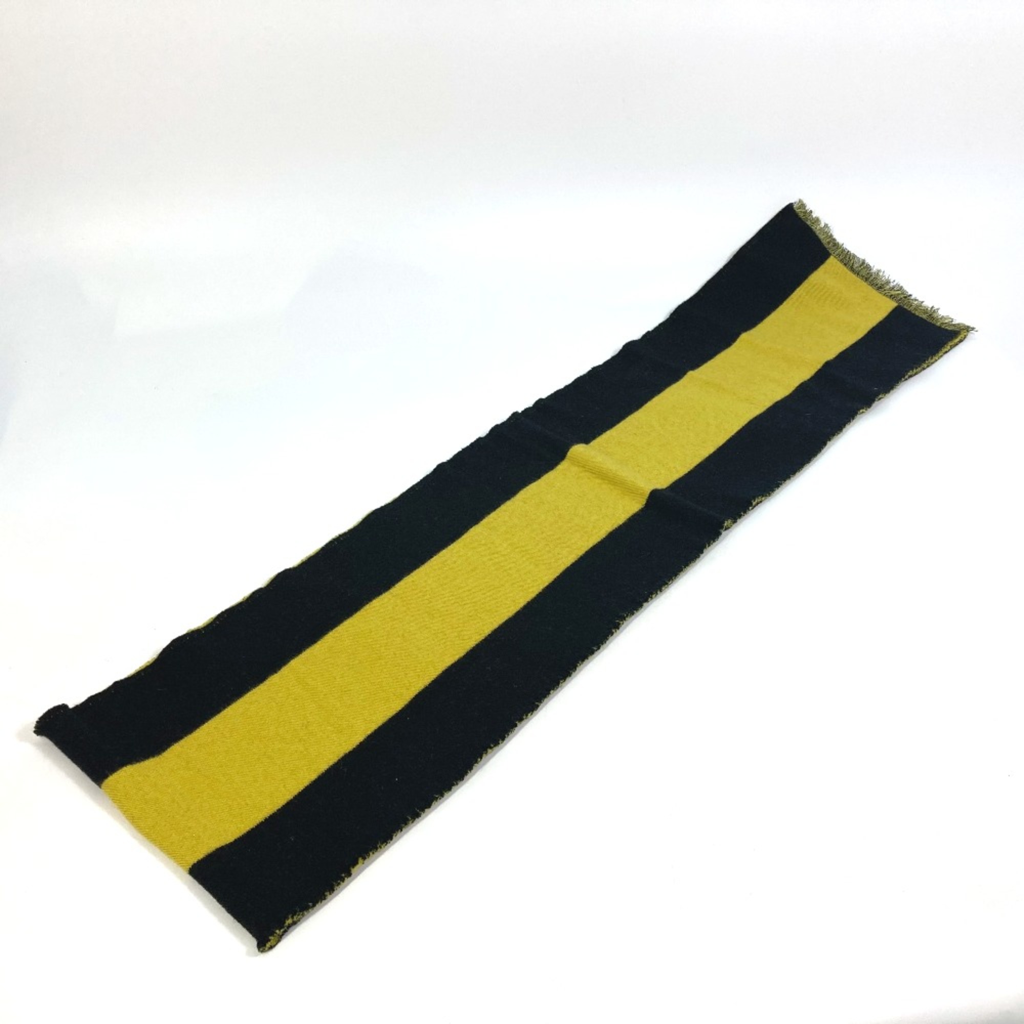 Gucci fringe bicolor stripes Scarf Black x Yellow