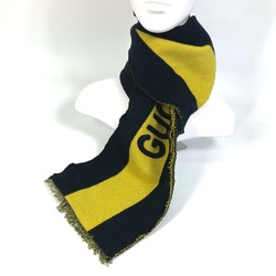 Gucci fringe bicolor stripes Scarf Black x Yellow