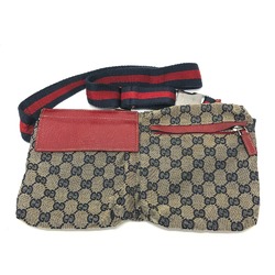 Gucci 28566 GG/logo Bag Waist Pouch Red SilverHardware