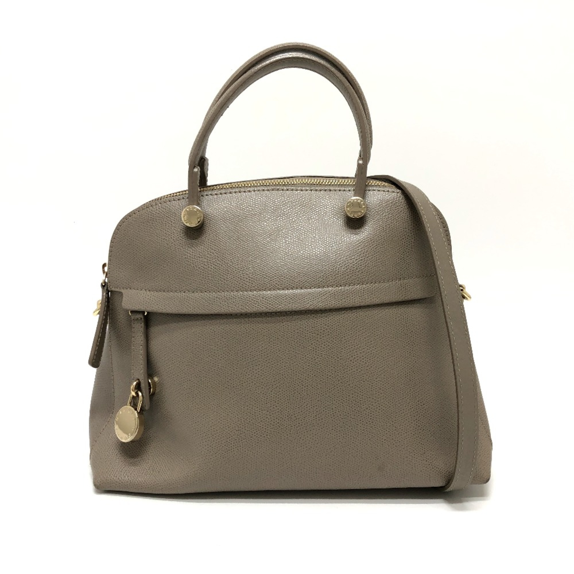 Furla logo 2WAY Hand Bag gray GoldHardware