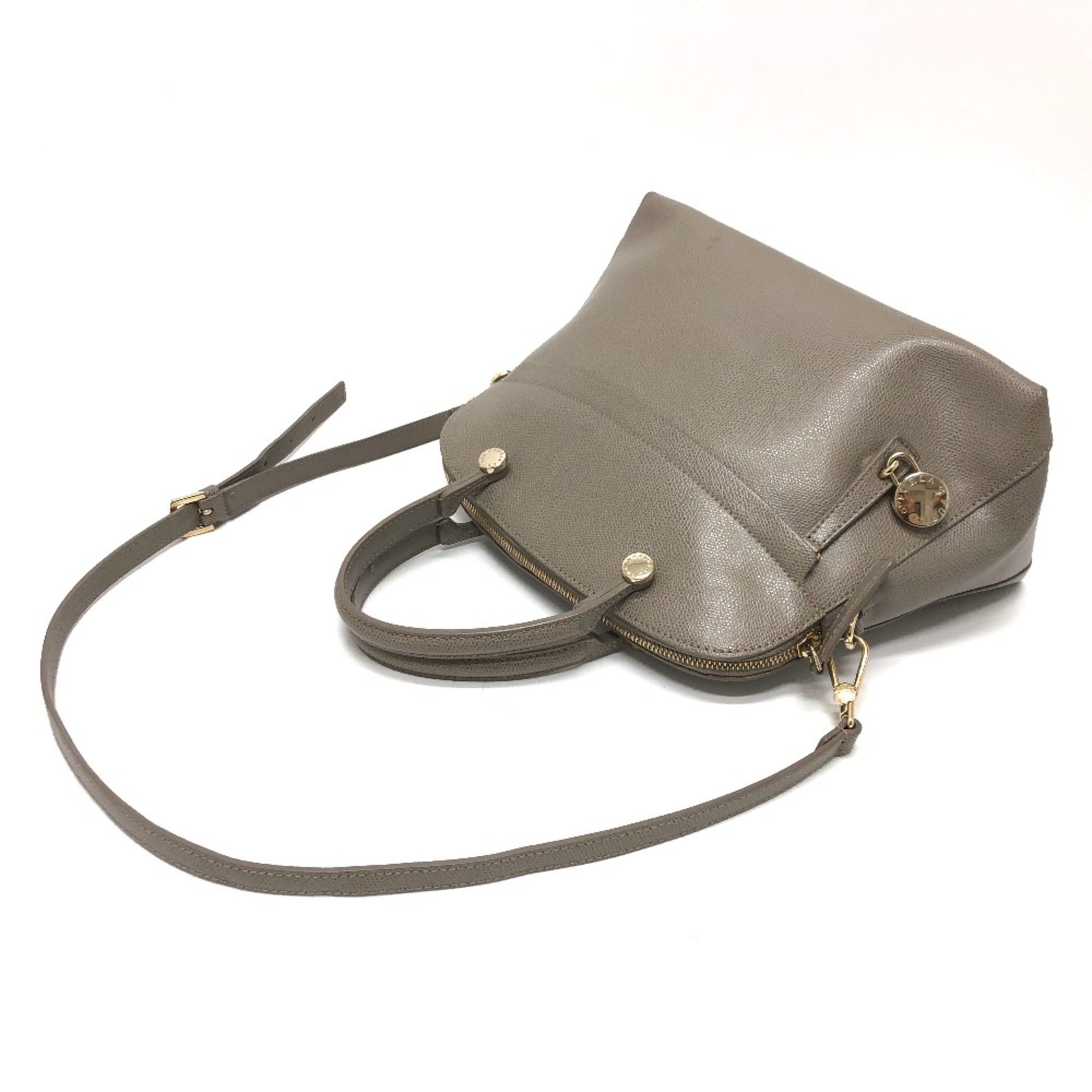 Furla logo 2WAY Hand Bag gray GoldHardware