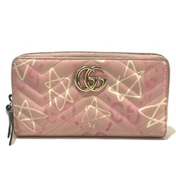 Gucci 448087 GG Marmont Zip Around Long Wallet pink GoldHardware