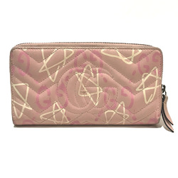 Gucci 448087 GG Marmont Zip Around Long Wallet pink GoldHardware