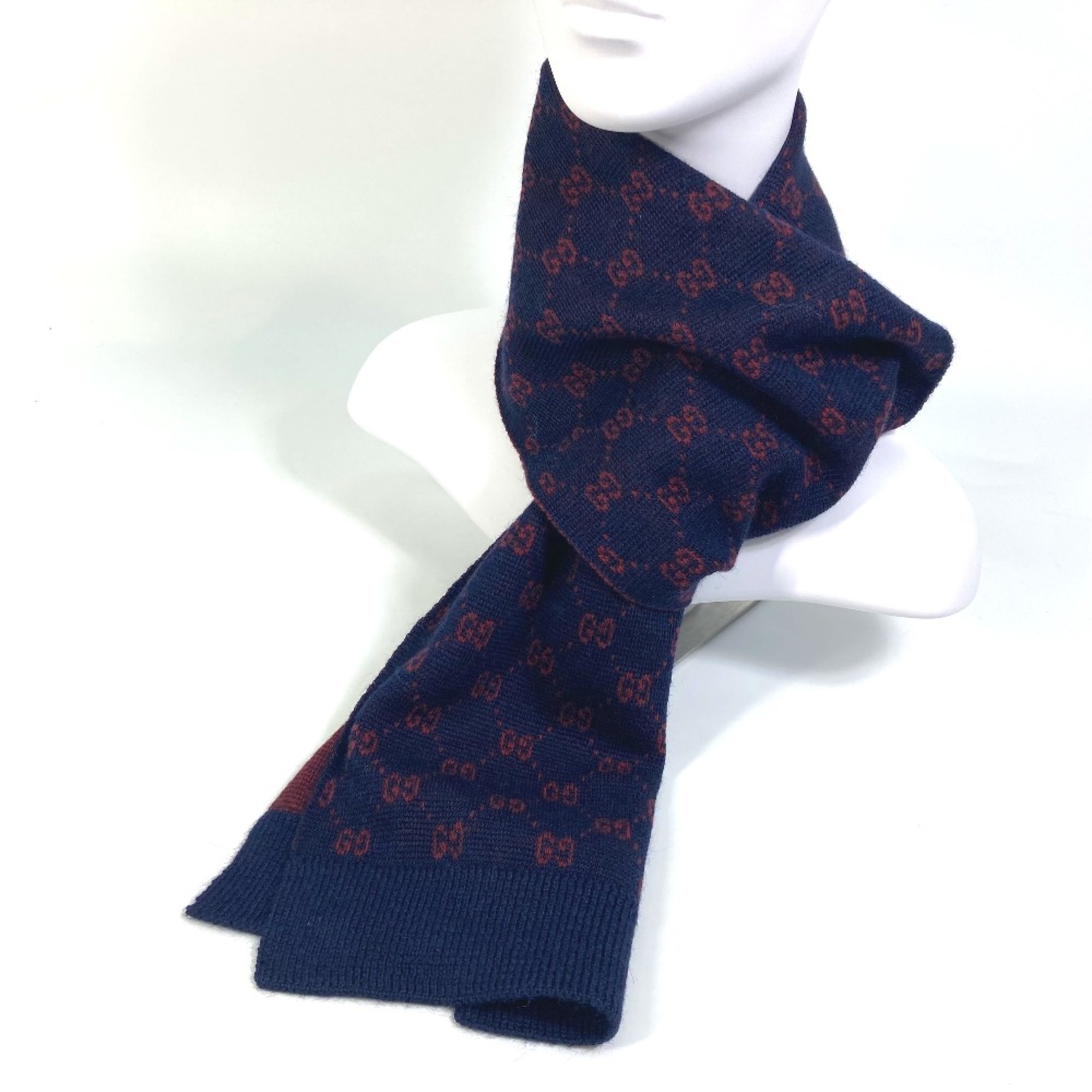 Gucci GG Reversible Scarf Navy Bordeaux Based