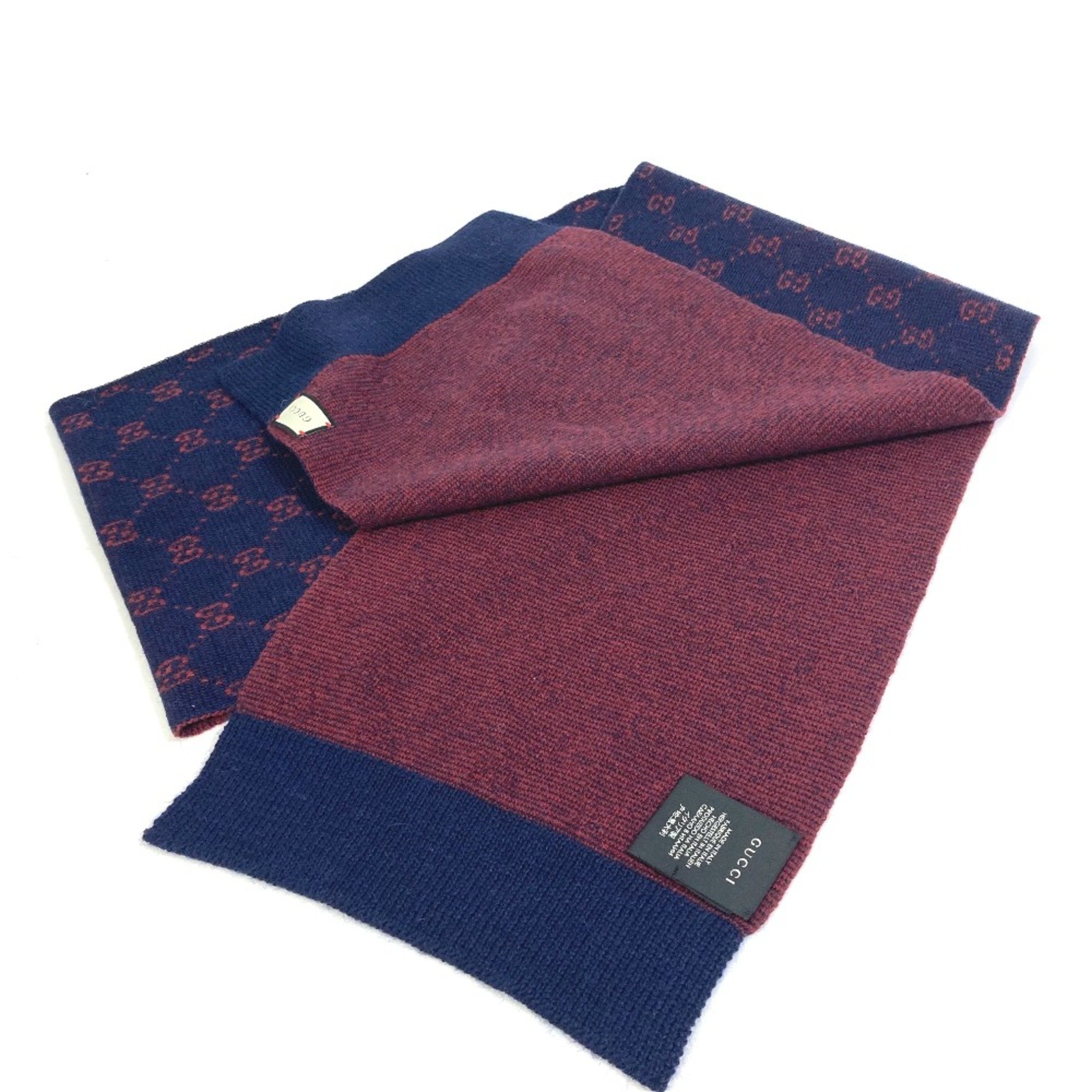 Gucci GG Reversible Scarf Navy Bordeaux Based