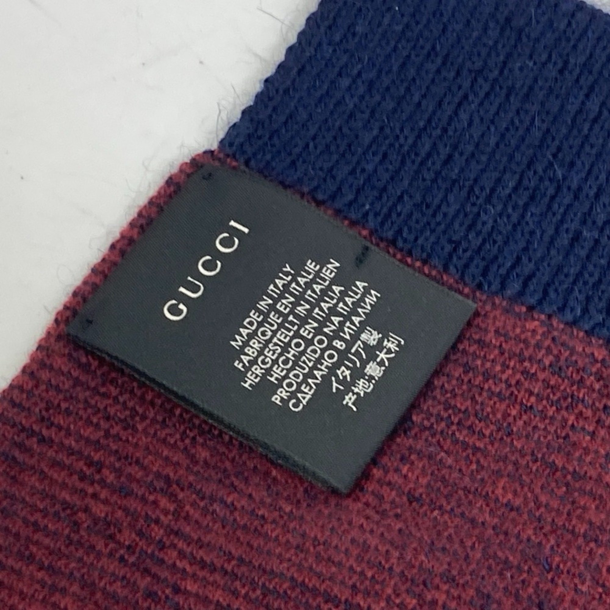 Gucci GG Reversible Scarf Navy Bordeaux Based