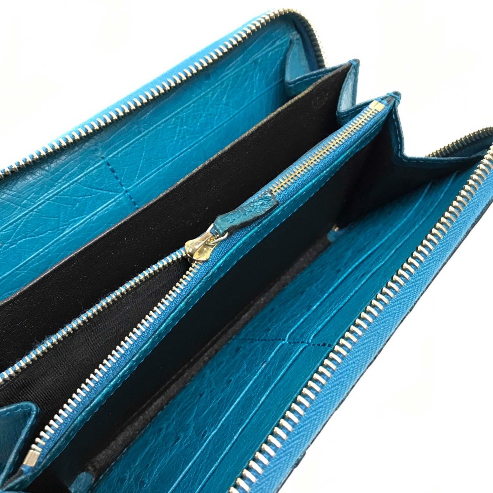 Gucci 308004 With tassel Zip Around Long Wallet blue