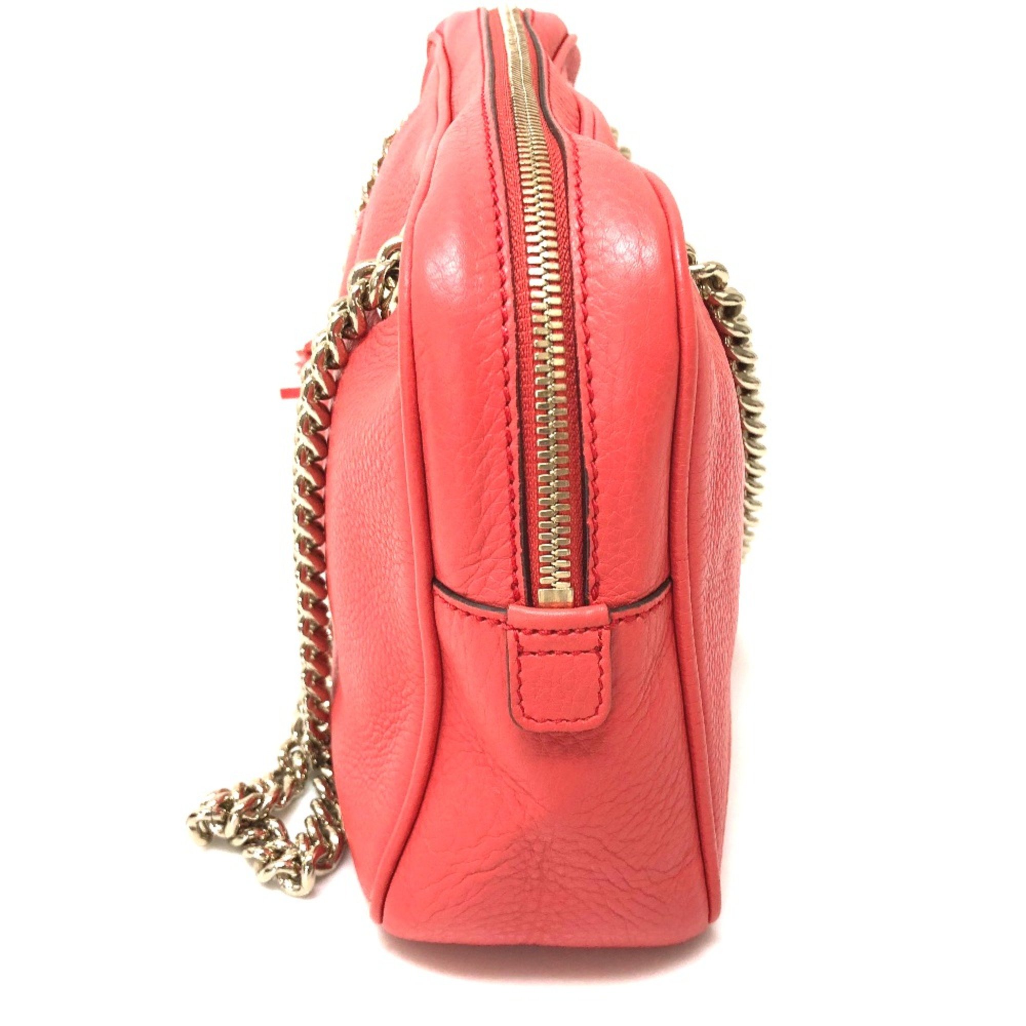 Gucci 308983 Interlocking G bag double chain Shoulder Bag pink Begonia pink