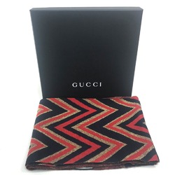 Gucci Stole/Shawl Scarf Navy Navy x Gold x Red