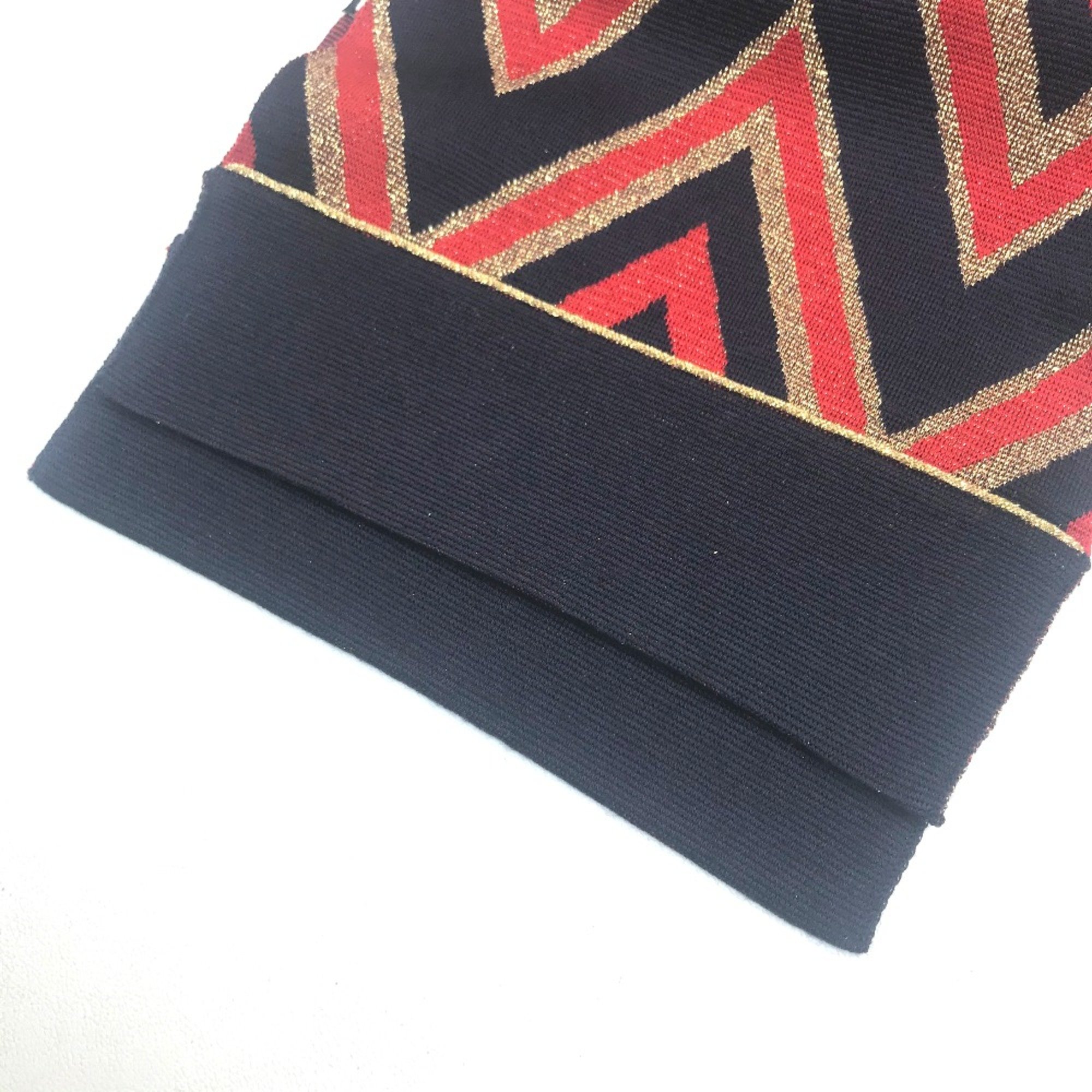 Gucci Stole/Shawl Scarf Navy Navy x Gold x Red