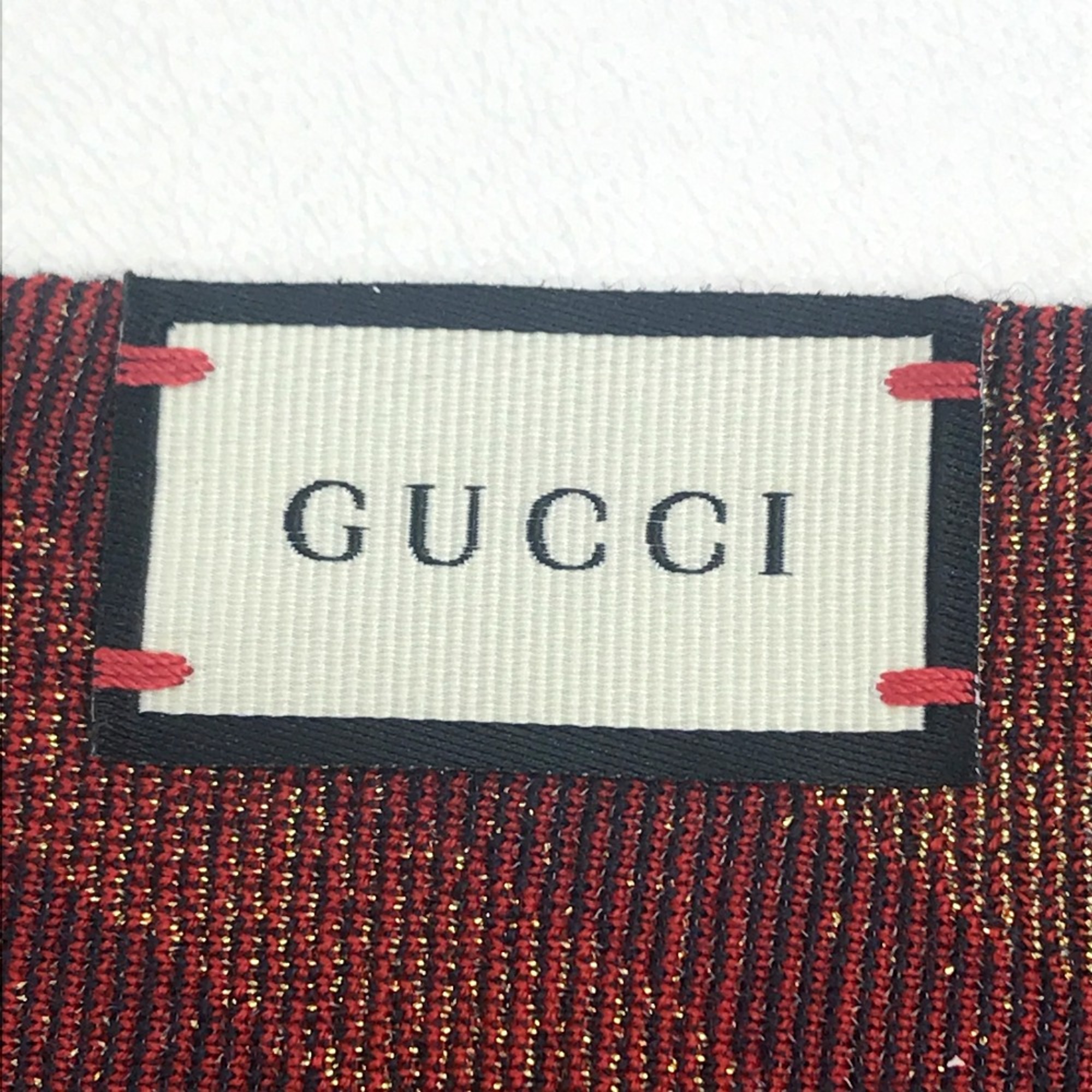 Gucci Stole/Shawl Scarf Navy Navy x Gold x Red