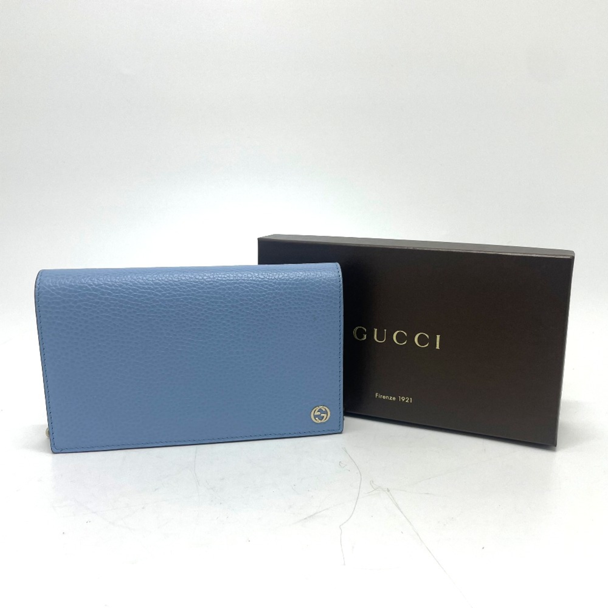 Gucci 466506 logo Shoulder Bag Long Wallet Long Wallet blue