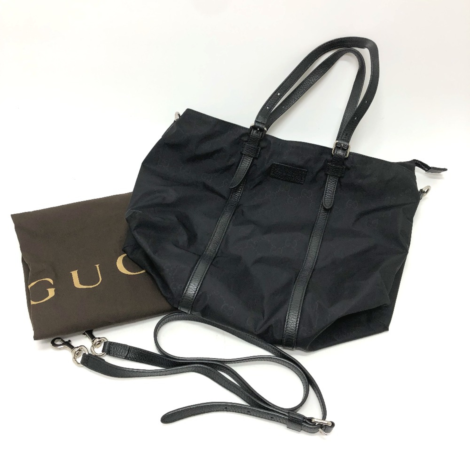 Gucci 510332 GG Bag 2WAY Tote Bag Black SilverHardware