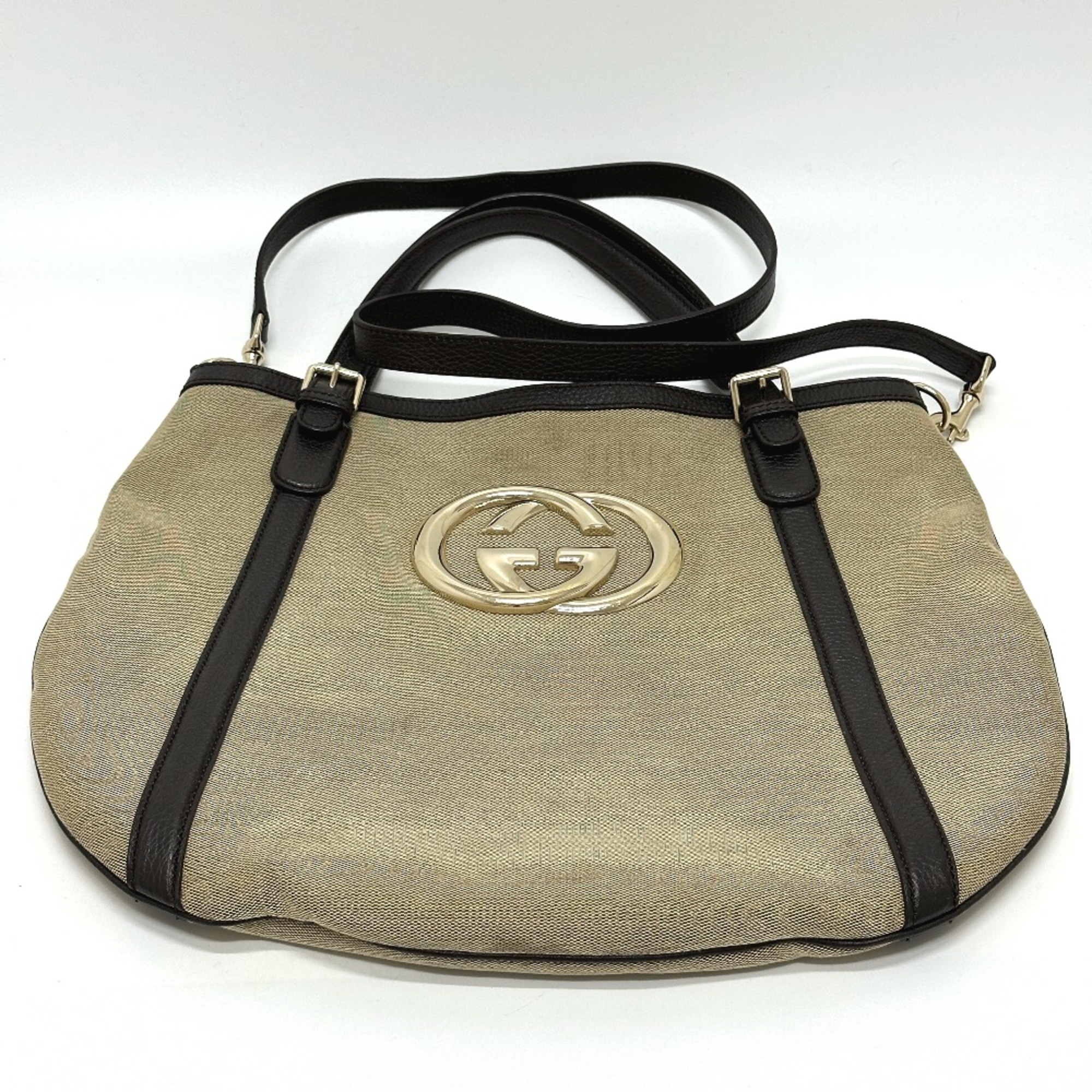 Gucci 290832 GG 2WAY Shoulder Bag Tote Bag Beige