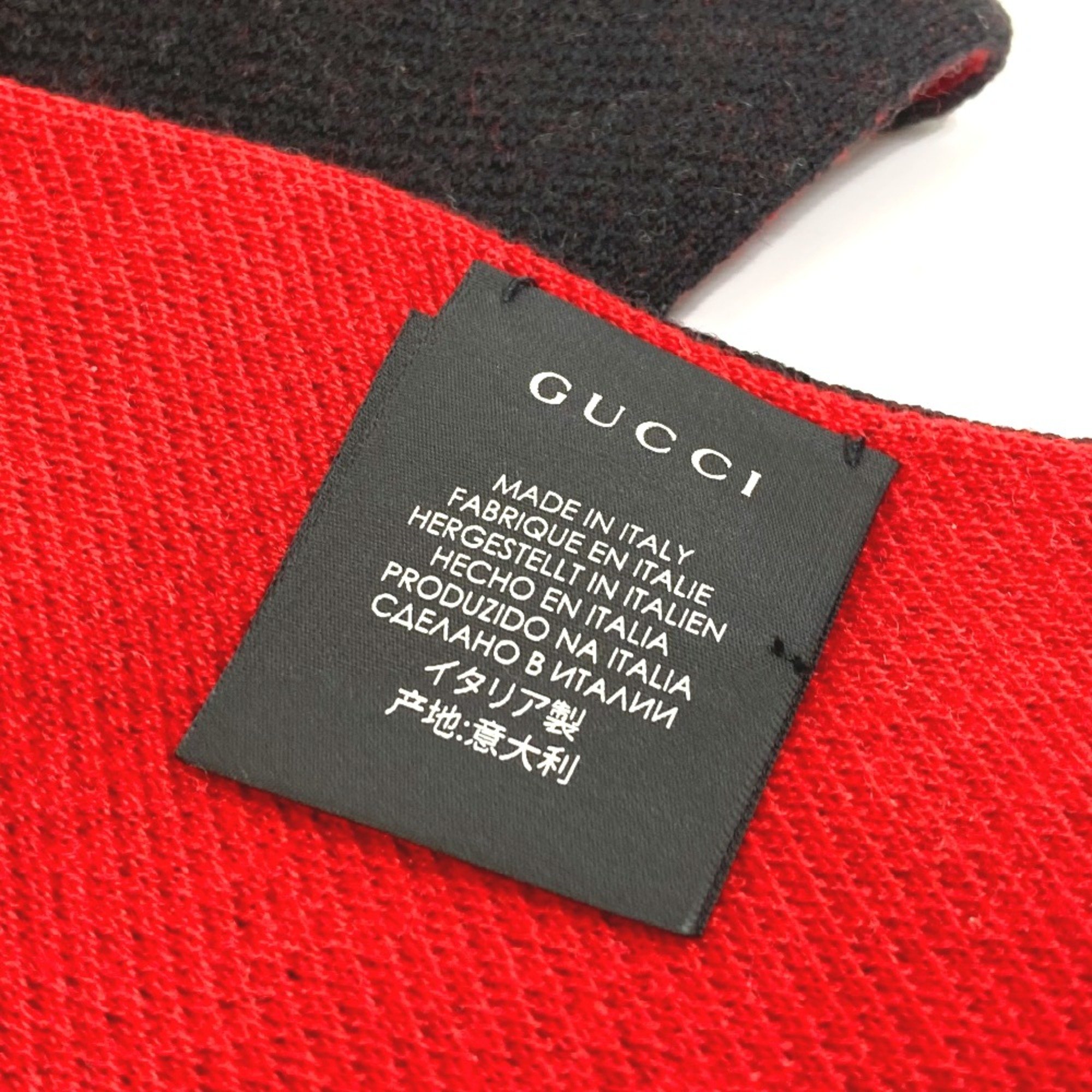 Gucci BE LOVED Logo fringe Scarf Black Red