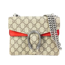 Gucci 421970 GG Double Chain Crossbody bag Shoulder Bag Beige Red