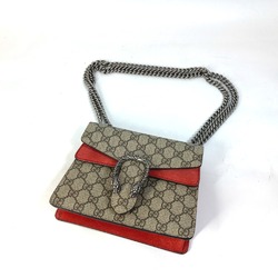 Gucci 421970 GG Double Chain Crossbody bag Shoulder Bag Beige Red