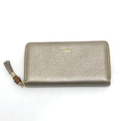 Gucci 307984 Bamboo Zip Around Long Wallet Champagne Gold