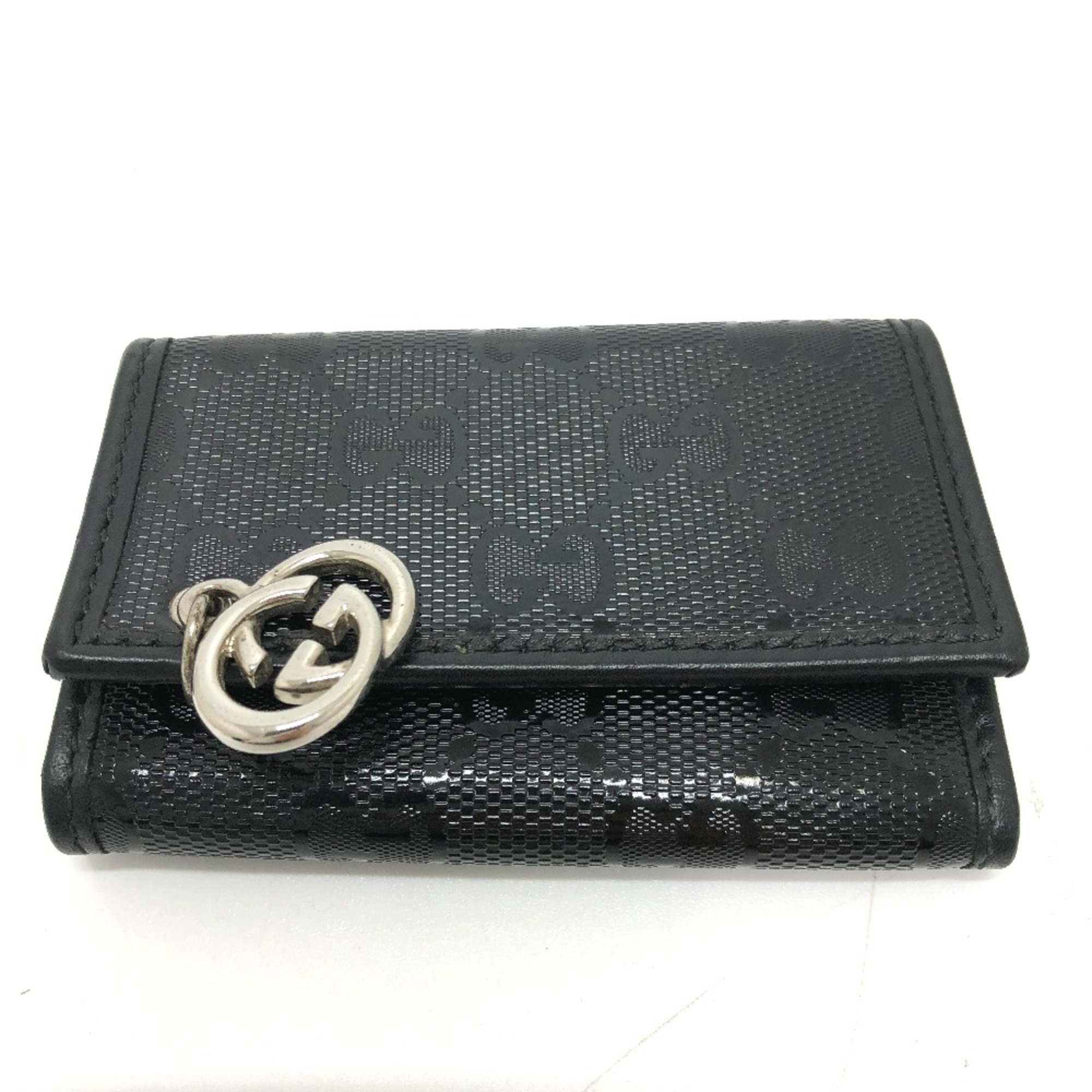 Gucci 212111 GG implementation GG/logo key Key Case Black SilverHardware