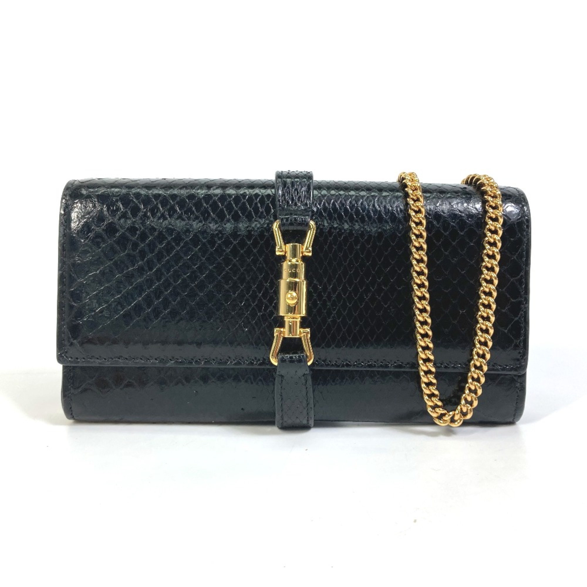 Gucci 652681 Jackie 1961 Long Wallet Black Gold