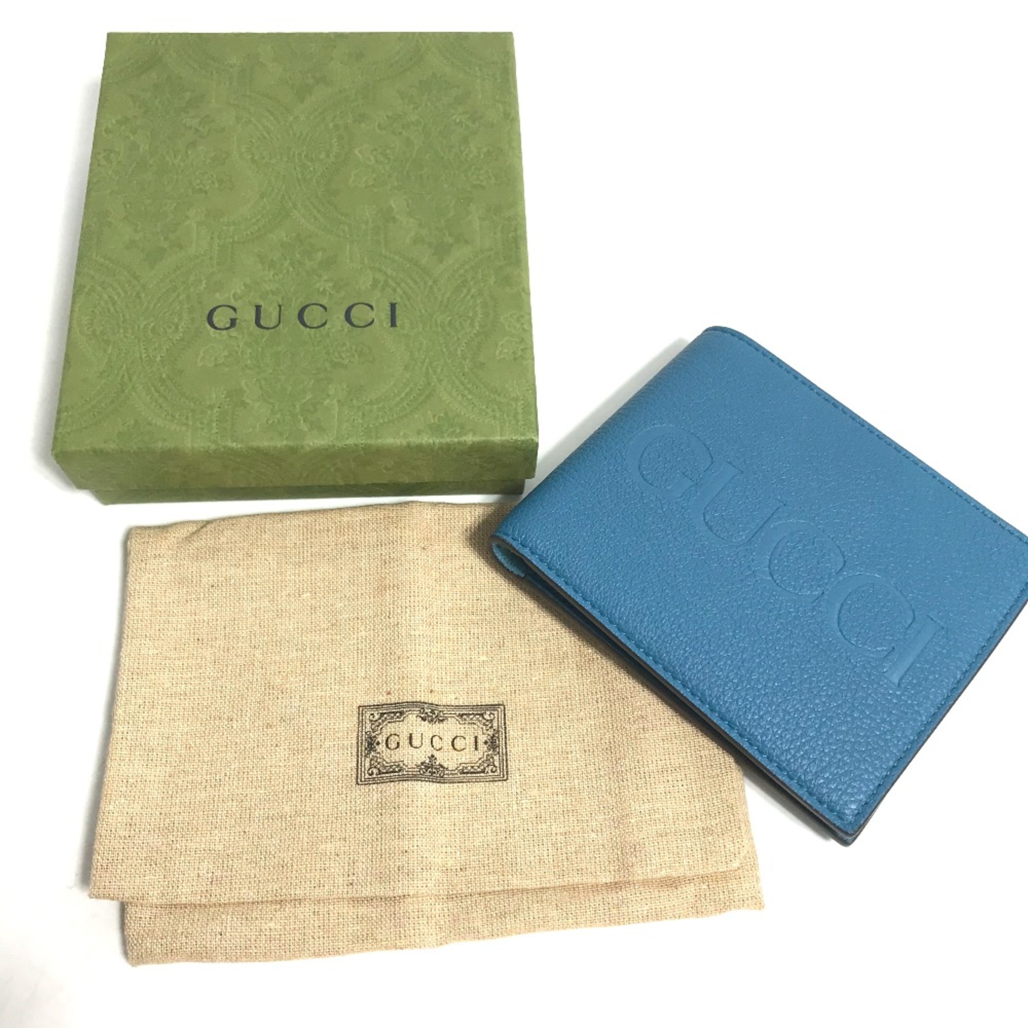 Gucci 658681 logo Compact wallet Folded wallet blue