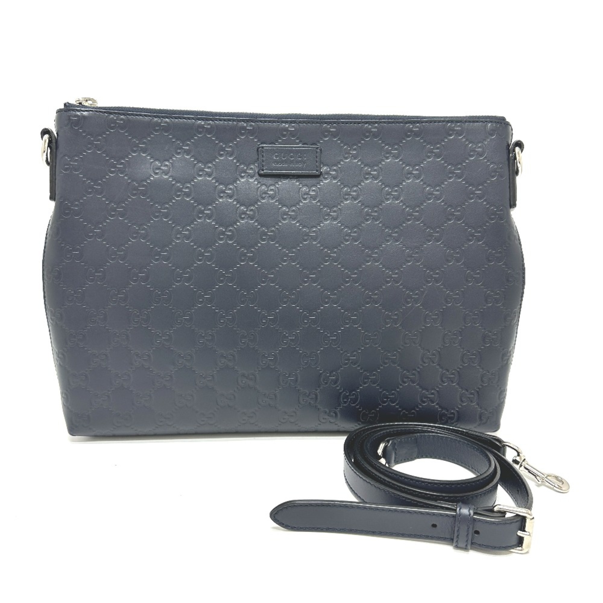 Gucci 473882 Guccissima Bag Crossbody Shoulder Bag Navy