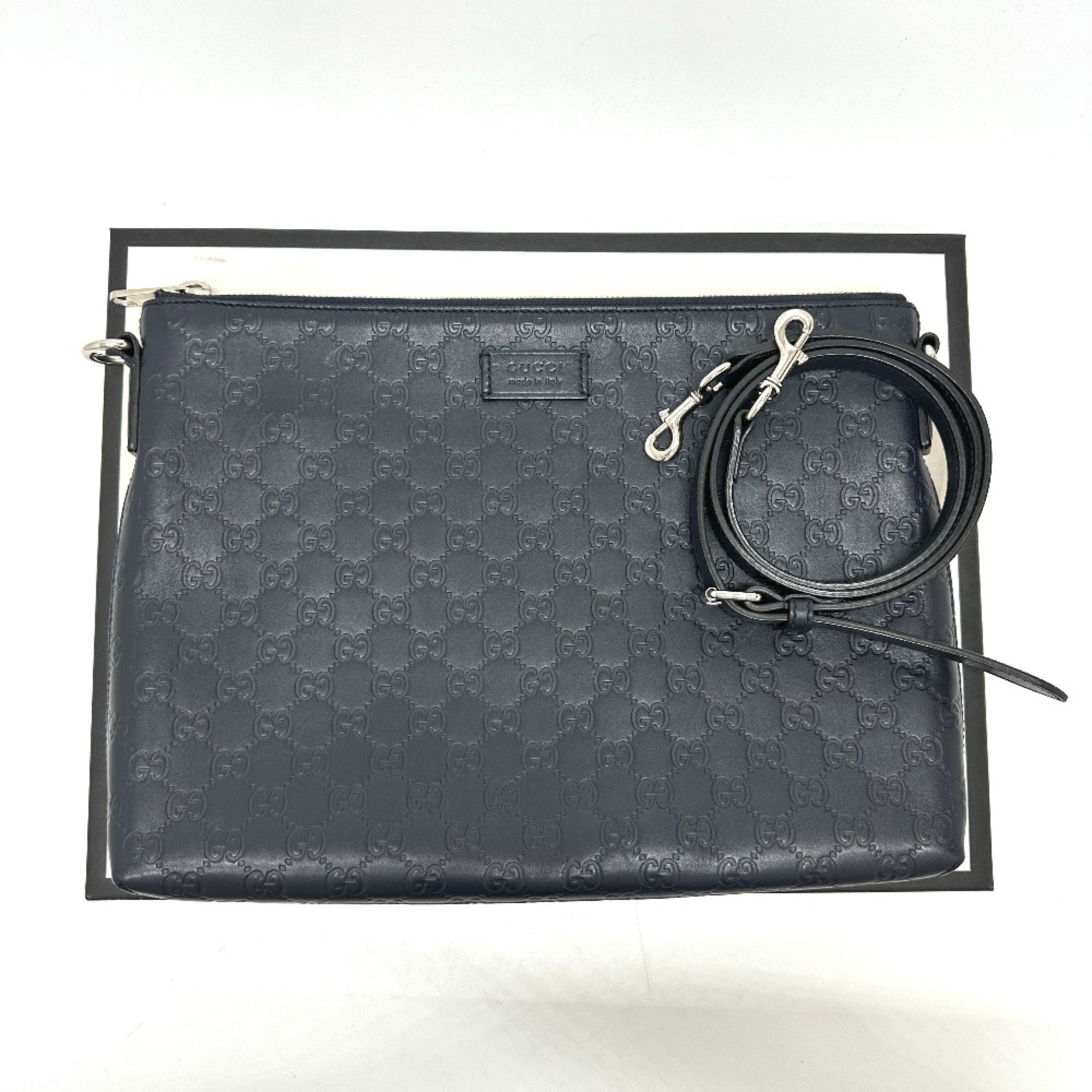 Gucci 473882 Guccissima Bag Crossbody Shoulder Bag Navy