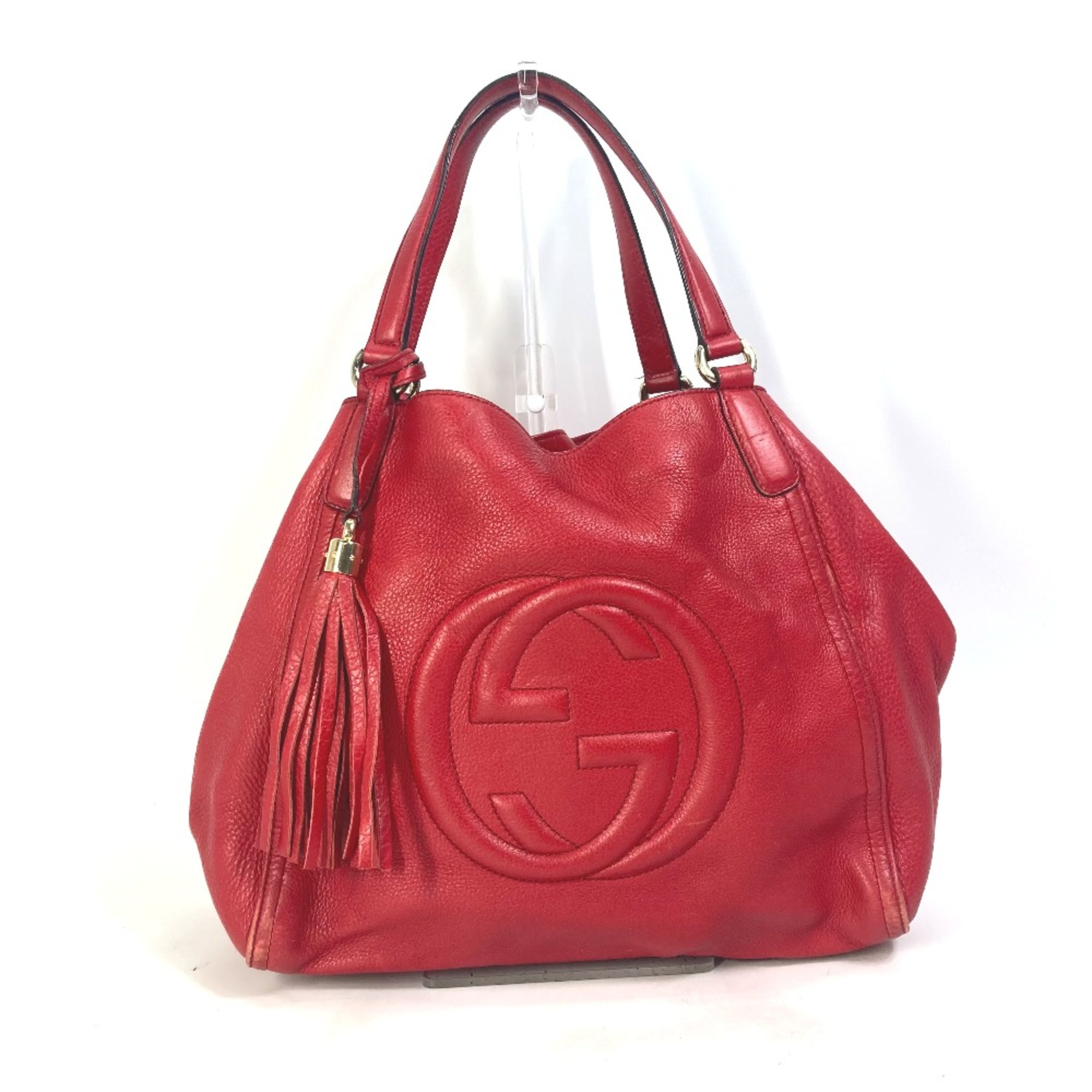 Gucci 282309 Interlocking G Tote Bag Shoulder Bag Hand Bag Red