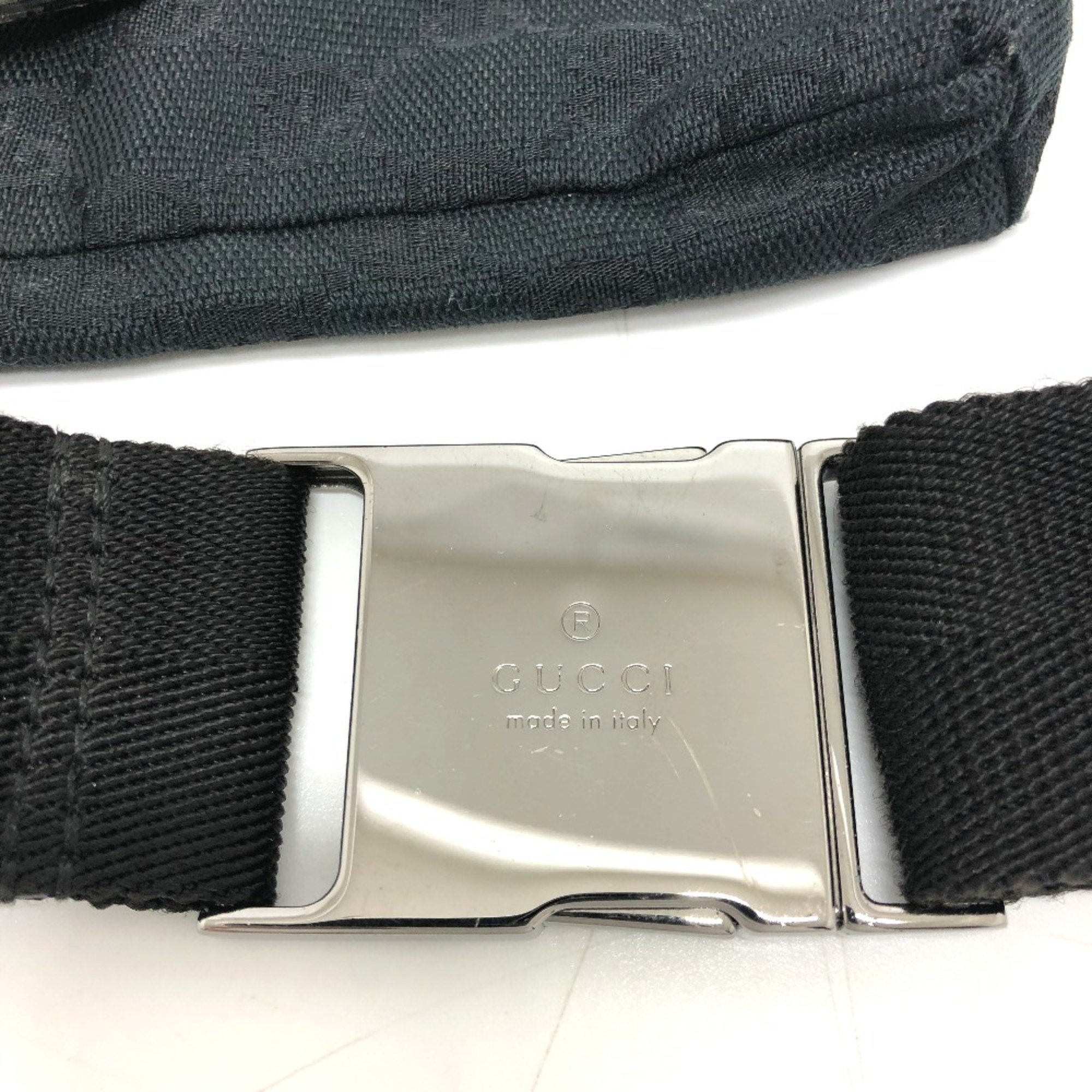 Gucci 28566 GG Bag Waist Pouch Black SilverHardware