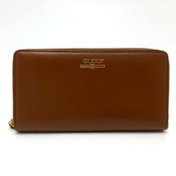 Gucci 547591 Logo print Zip Around Long Wallet Brown