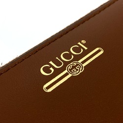 Gucci 547591 Logo print Zip Around Long Wallet Brown