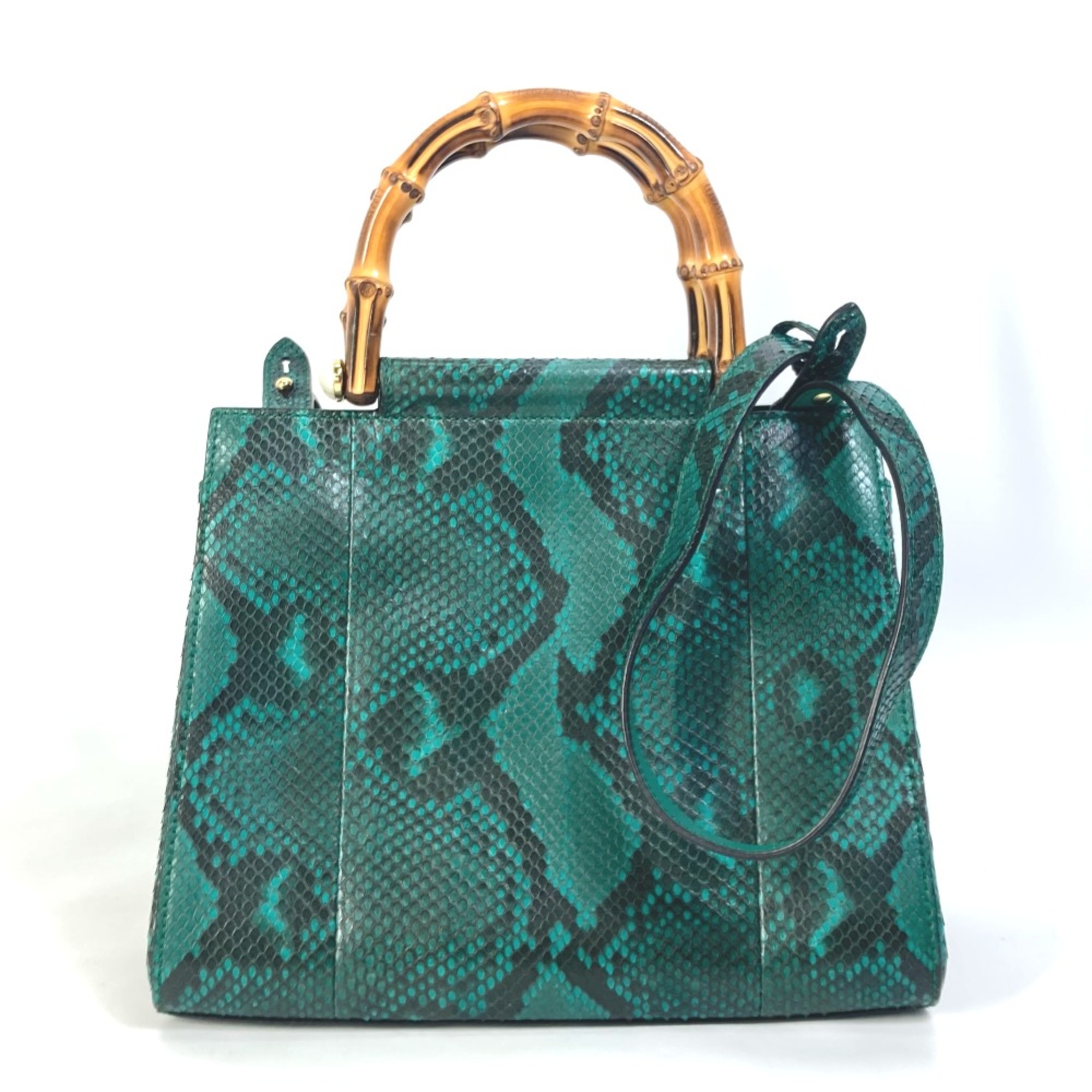 Gucci 453767 Bamboo 2WAY Shoulder Bag Crossbody Hand Bag Green