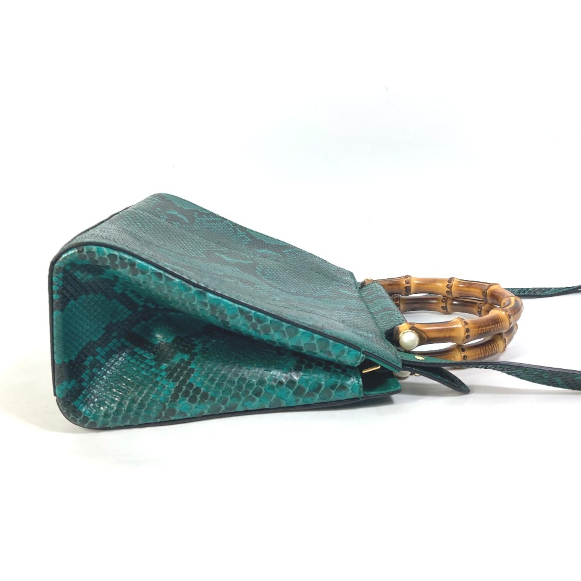 Gucci 453767 Bamboo 2WAY Shoulder Bag Crossbody Hand Bag Green