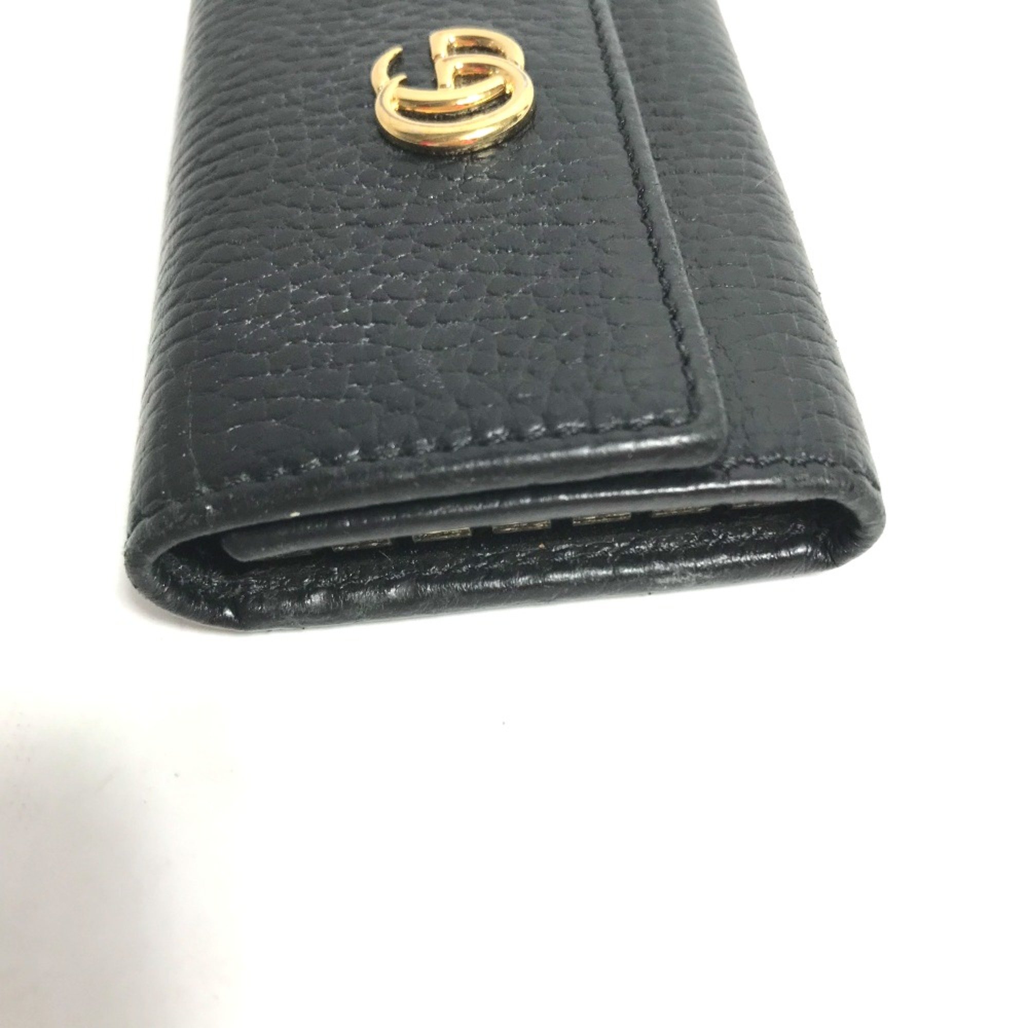 Gucci 456118 GG Marmont key Key Case Black Gold