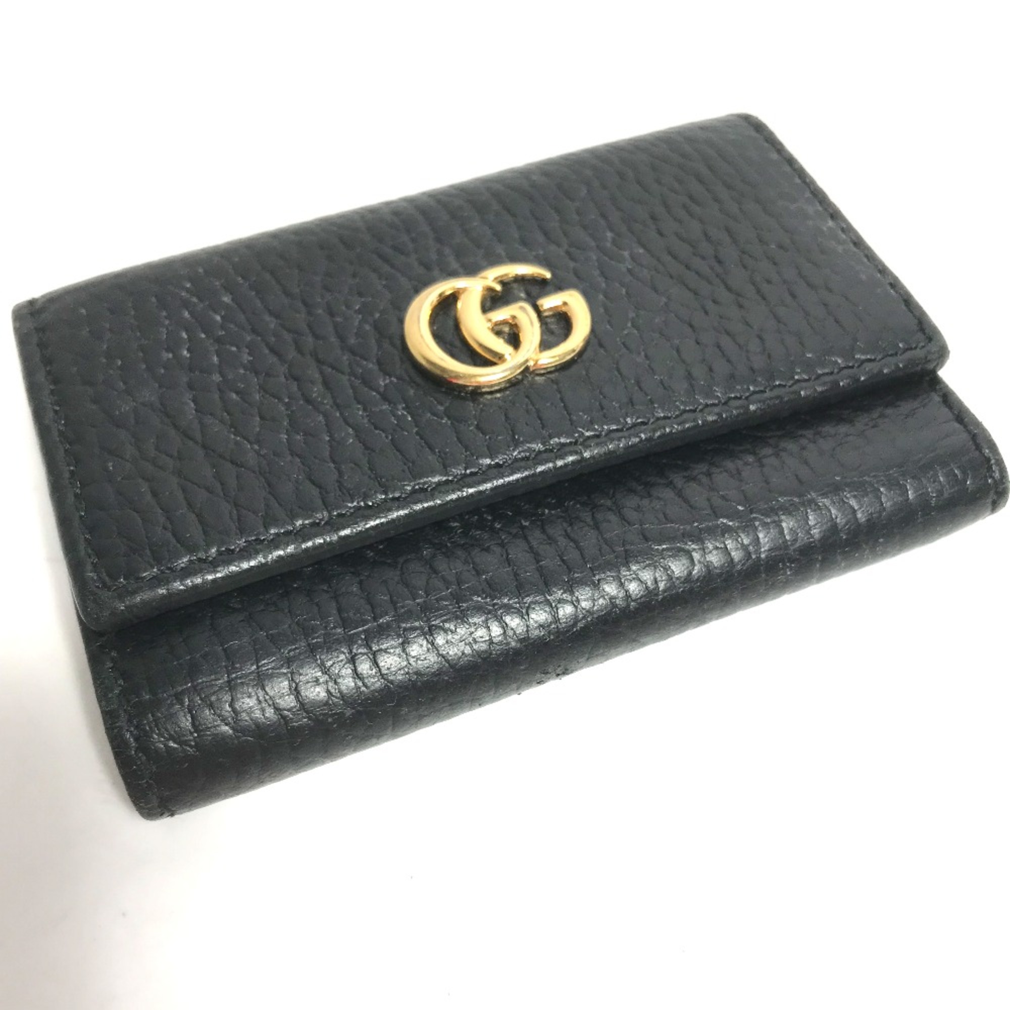 Gucci 456118 GG Marmont key Key Case Black Gold