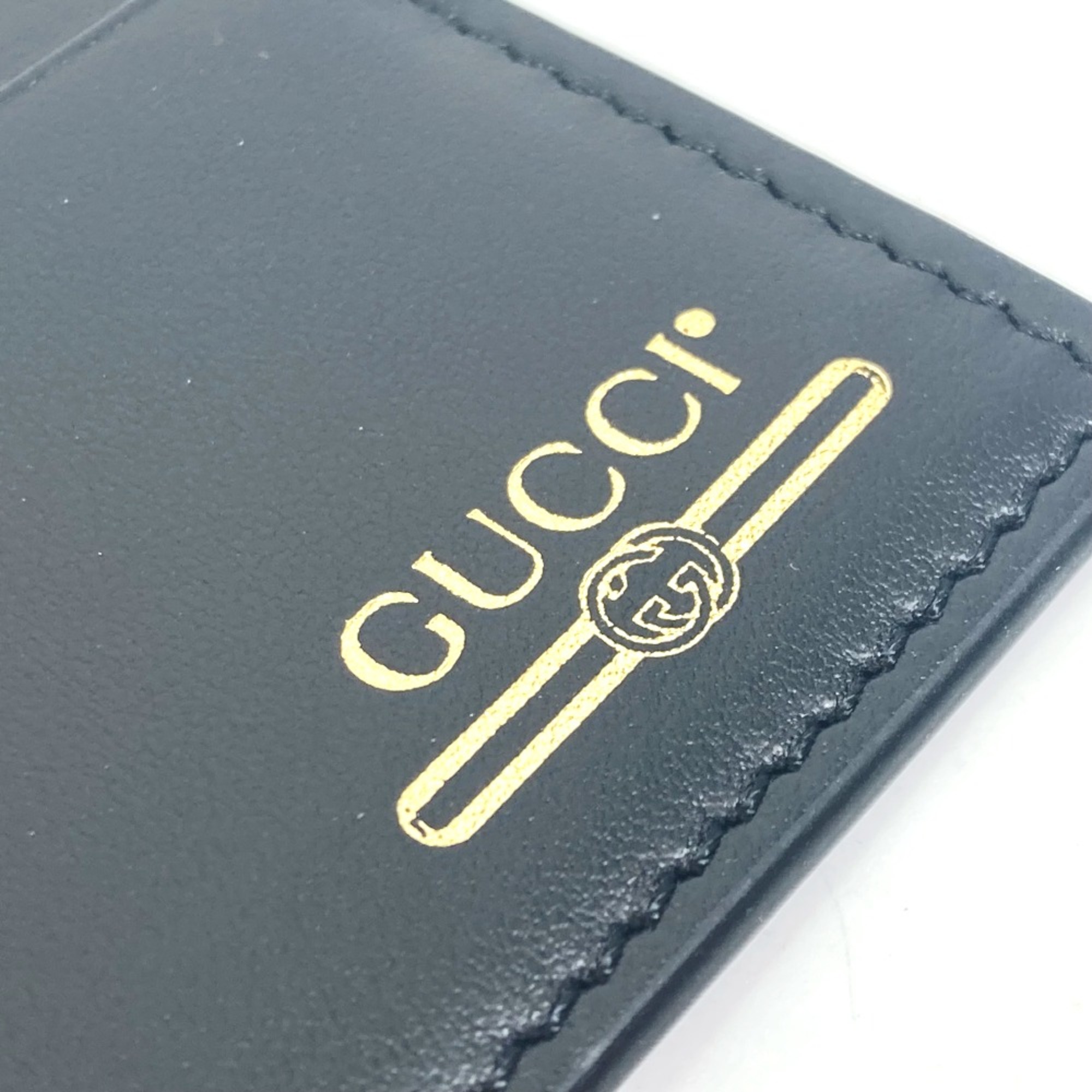 Gucci 547596 logo Pass case Card Case Black Gold