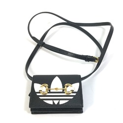 Gucci 702248 logo adidas adidas collaboration Pochette Crossbody Folded wallet Black White