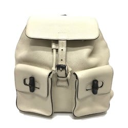 Gucci 370833 Bamboo Backpack WhiteBased SilverHardware