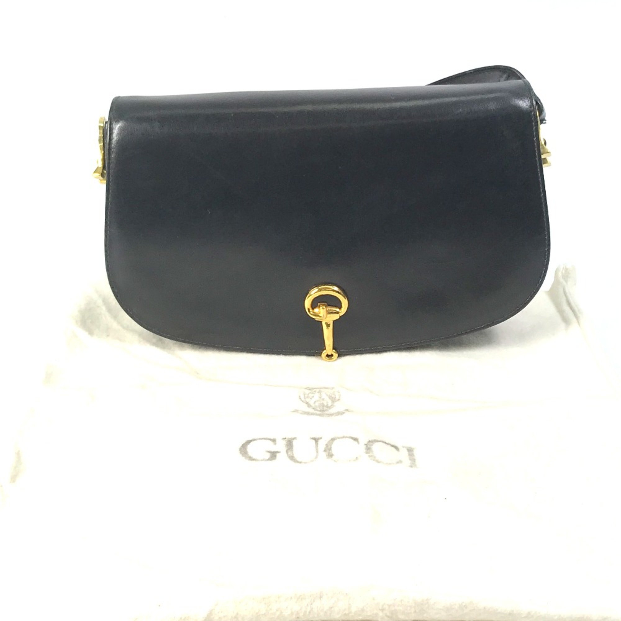 Gucci Old Gucci Crossbody Pochette Shoulder Bag Black Gold