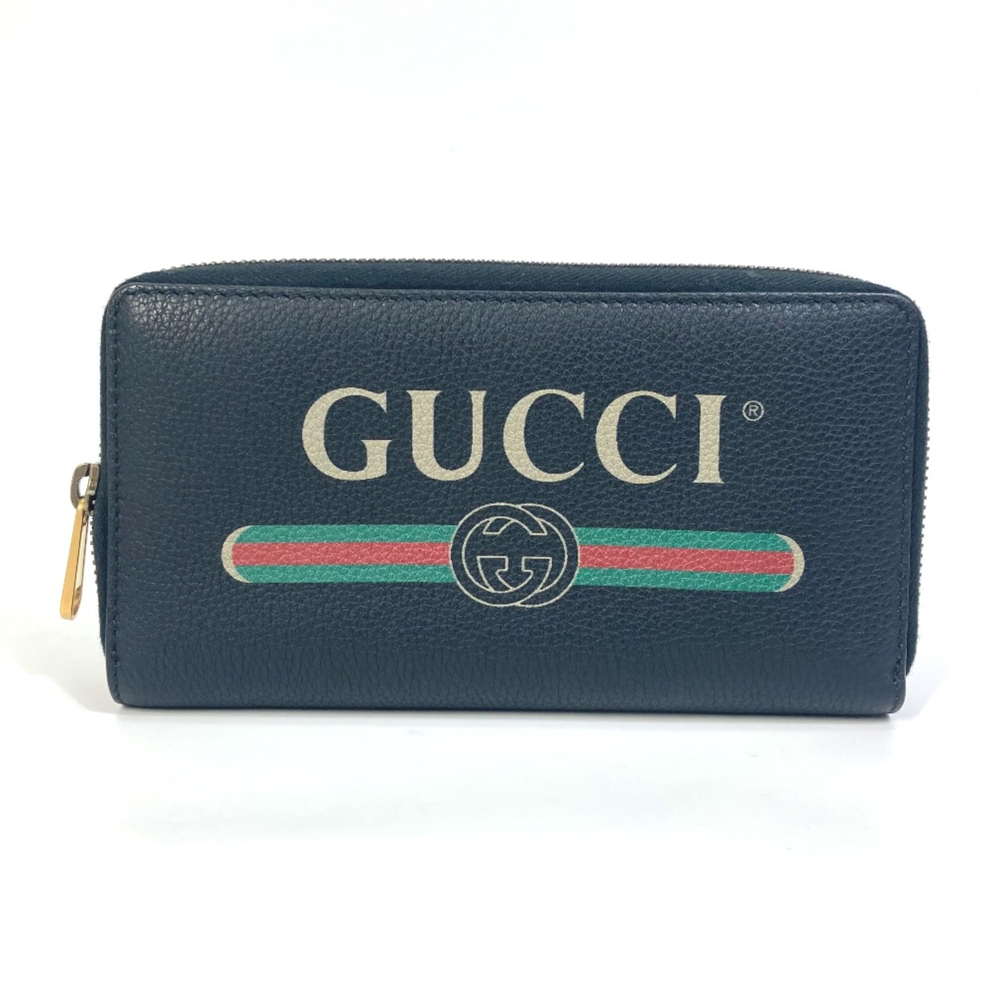 Gucci 496317 Sherry line Zip Around Long Wallet Black