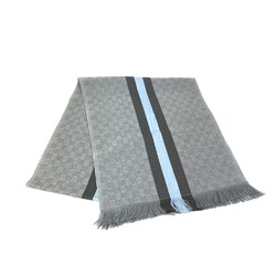 Gucci 542984 fringe Scarf Gray x blue x black