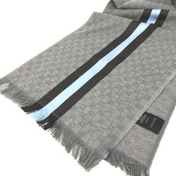 Gucci 542984 fringe Scarf Gray x blue x black