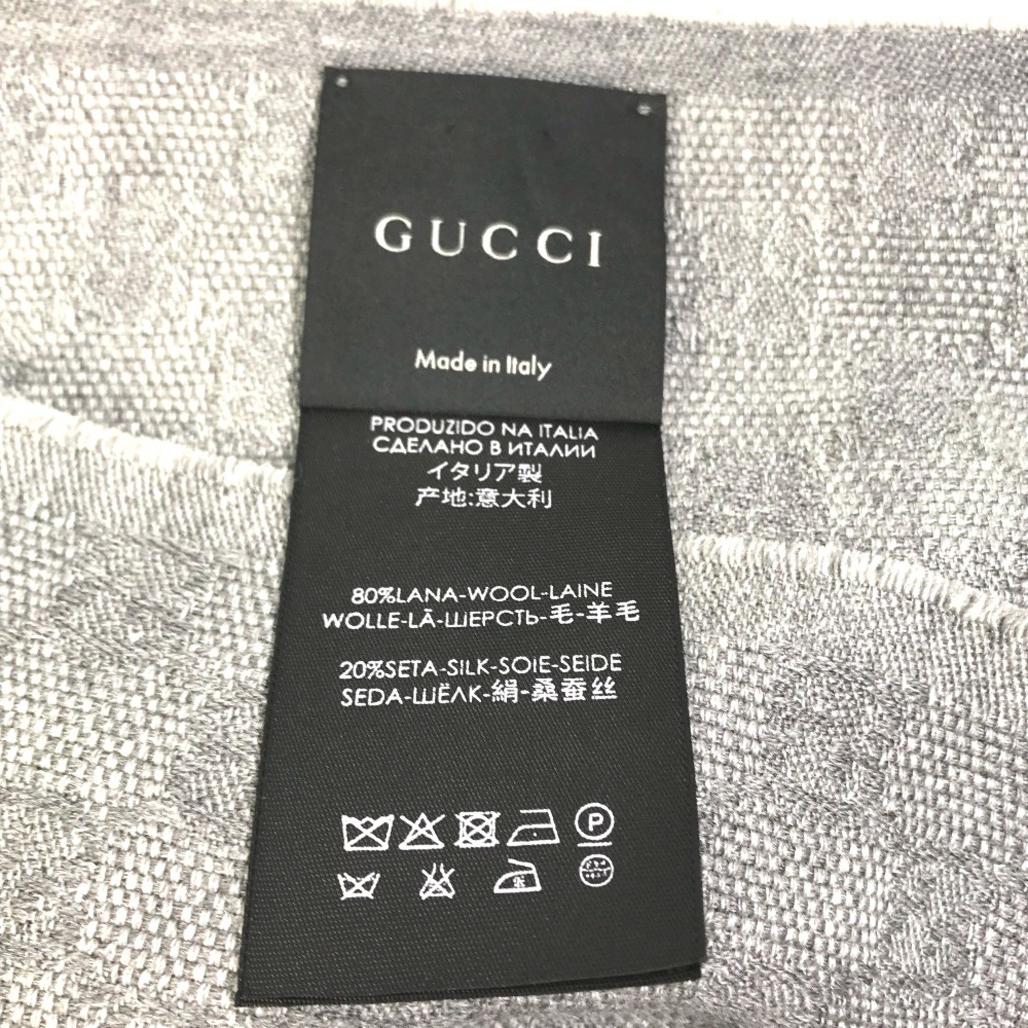 Gucci 542984 fringe Scarf Gray x blue x black