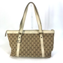 Gucci GG Bag Tote Bag Hand Bag Shoulder Bag Beige x White