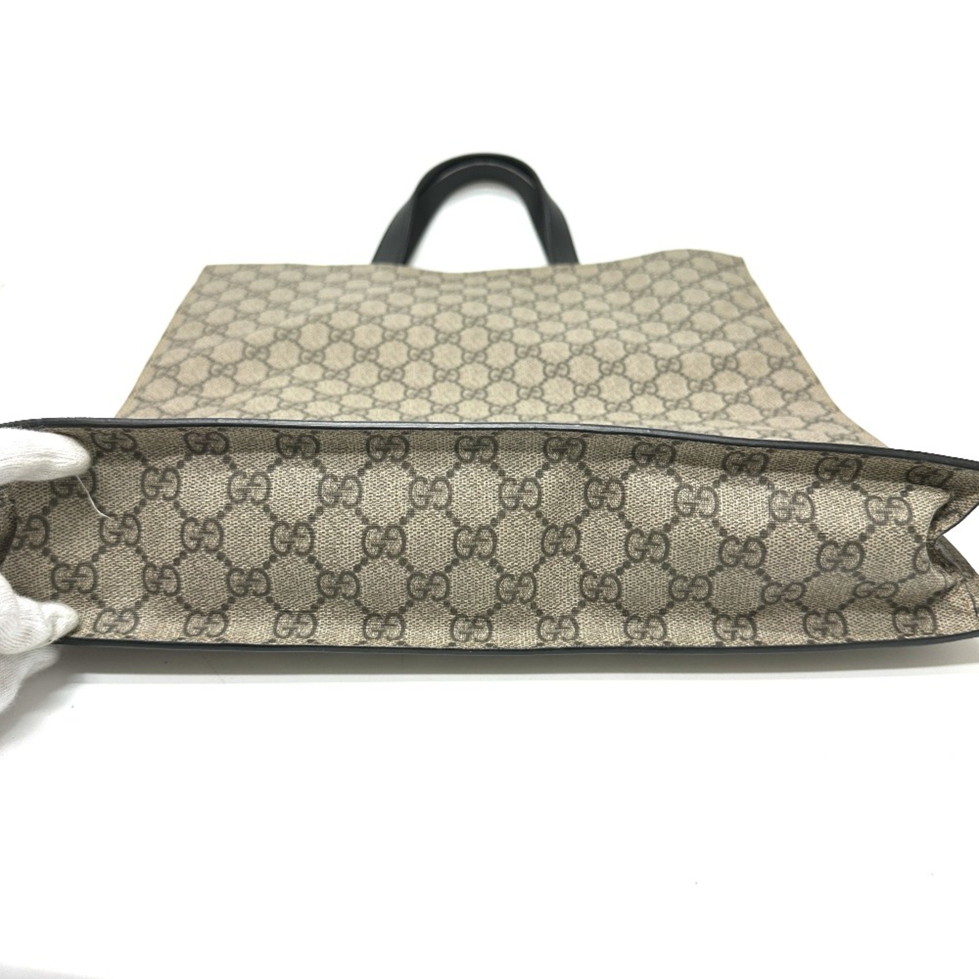 Gucci 456217 GG Hand Bag Tote Bag Beige Black