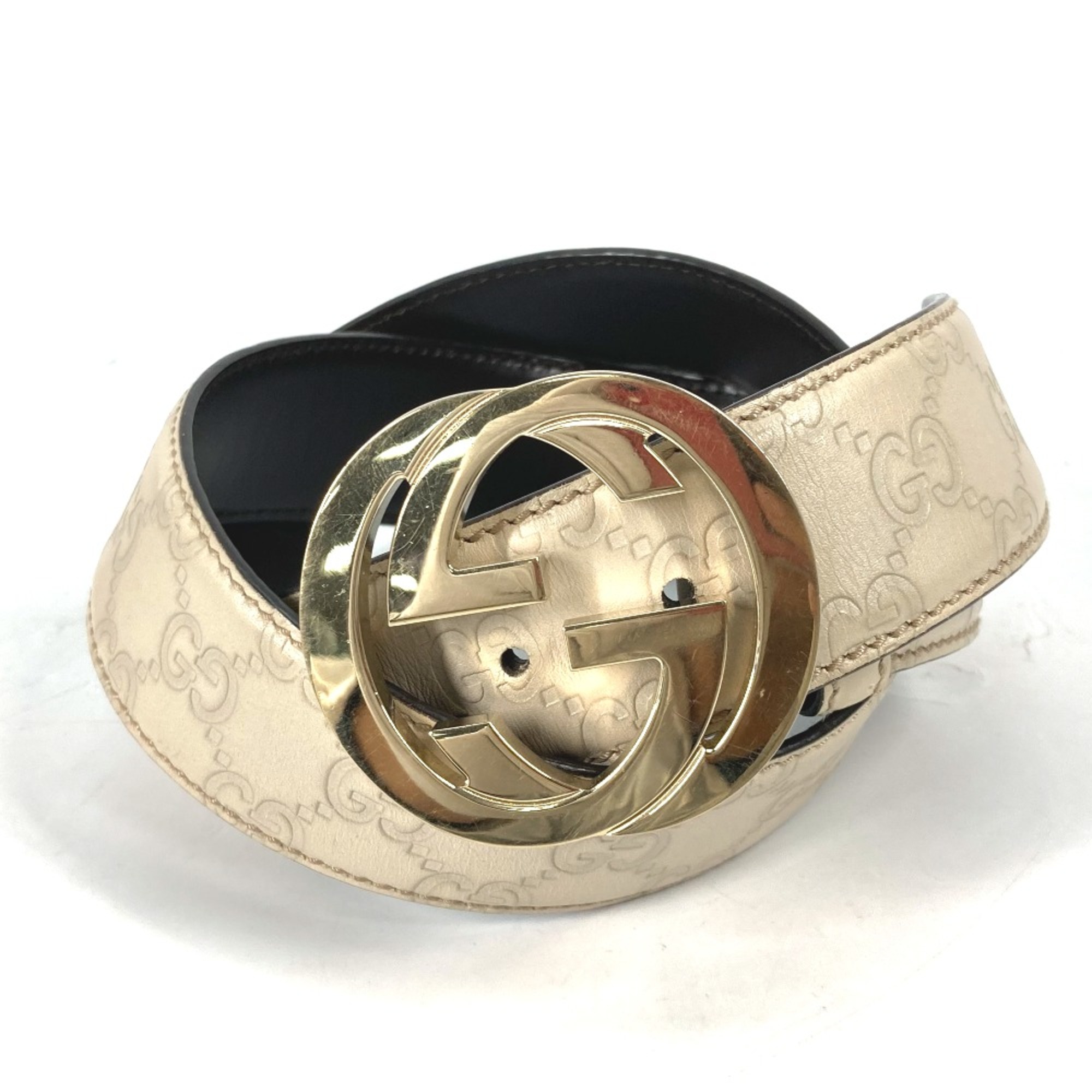 Gucci 114876 Guccissima GG GG buckle belt BeigeBased Gold