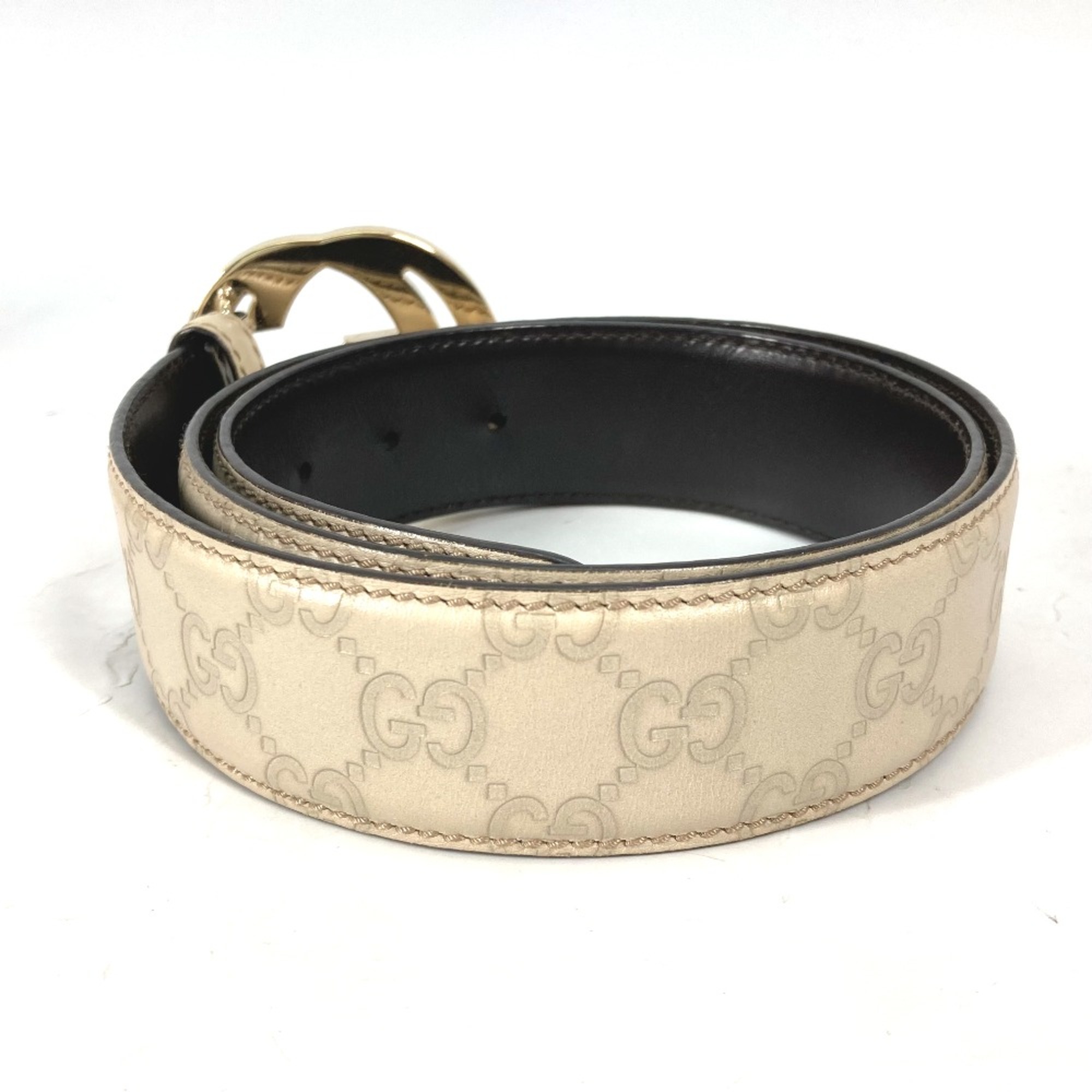 Gucci 114876 Guccissima GG GG buckle belt BeigeBased Gold